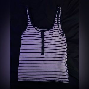 striped button up tank top